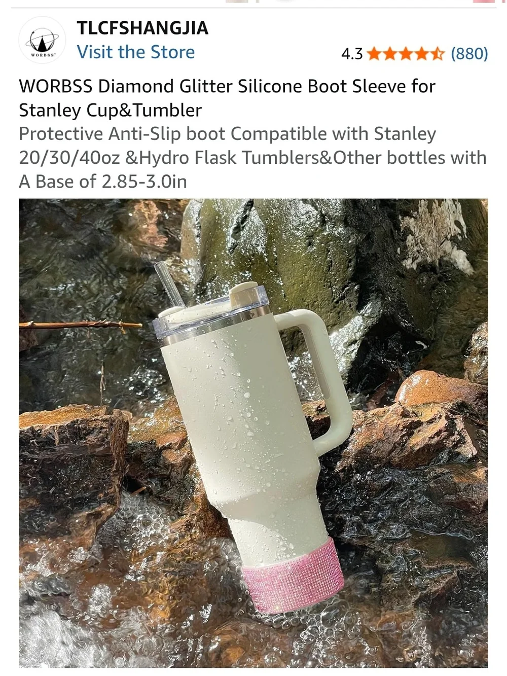 Pink Diamond Glitter Silicone Boot Sleeve for Stanleys/Tumblers (2 Pk)
